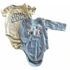 Lot of 2. Bodysuits for Boys. Garanimals and Baby GAP Grey and Blue 0-3 Months